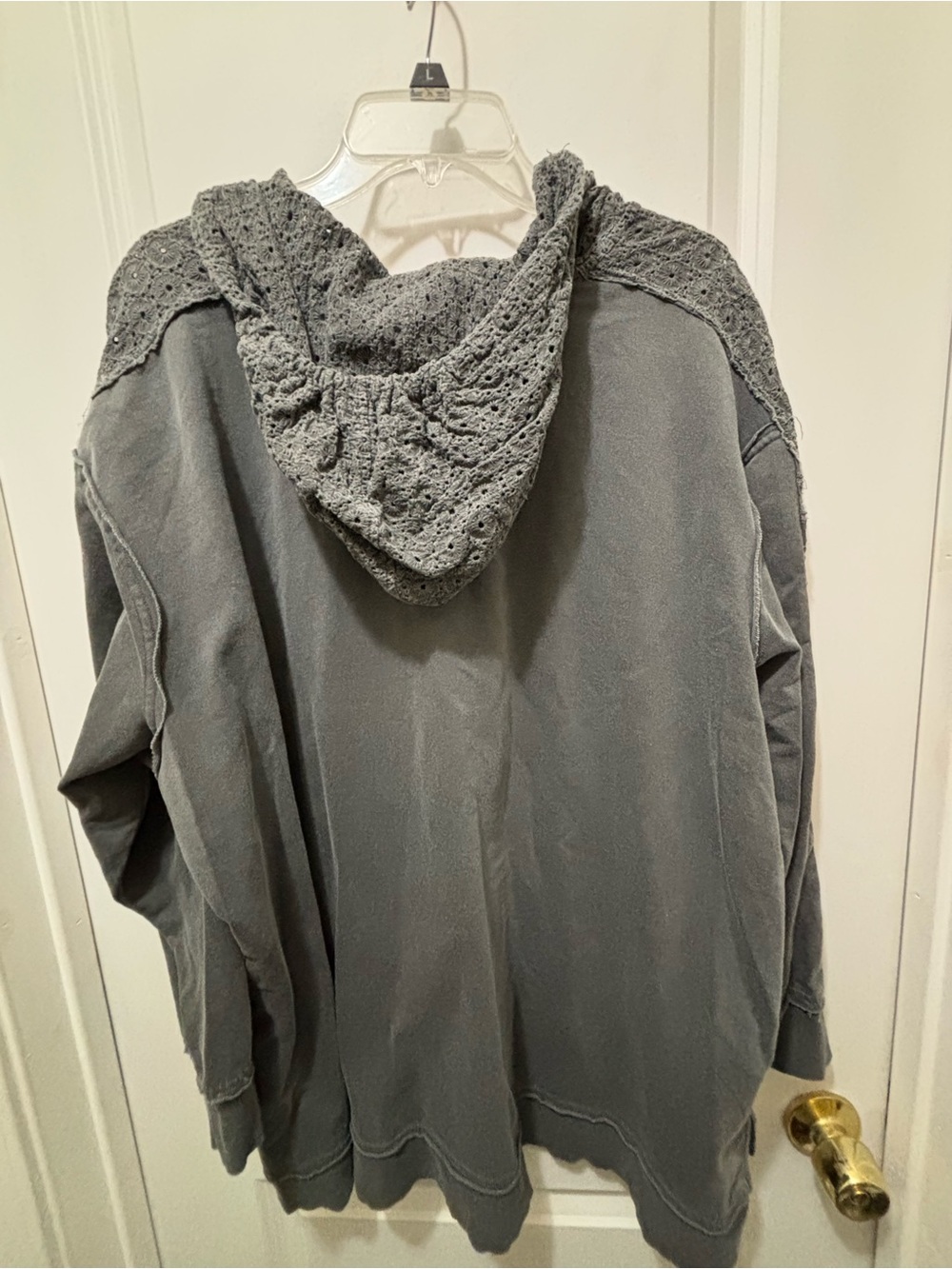 Oversized Hooded Sweatshirt in Washed Charcoal Gray - Picture 4 of 5